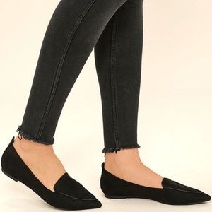 Emmy Black Suede Pointed Loafers